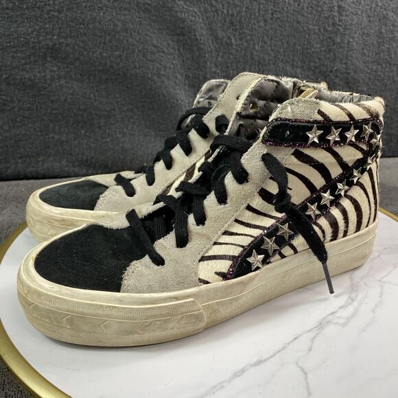 Vintage Havana High Top Gladice Zebra Stud Pink Sneakers Women’s 8 Zipper LaceUp - Picture 4 of 15